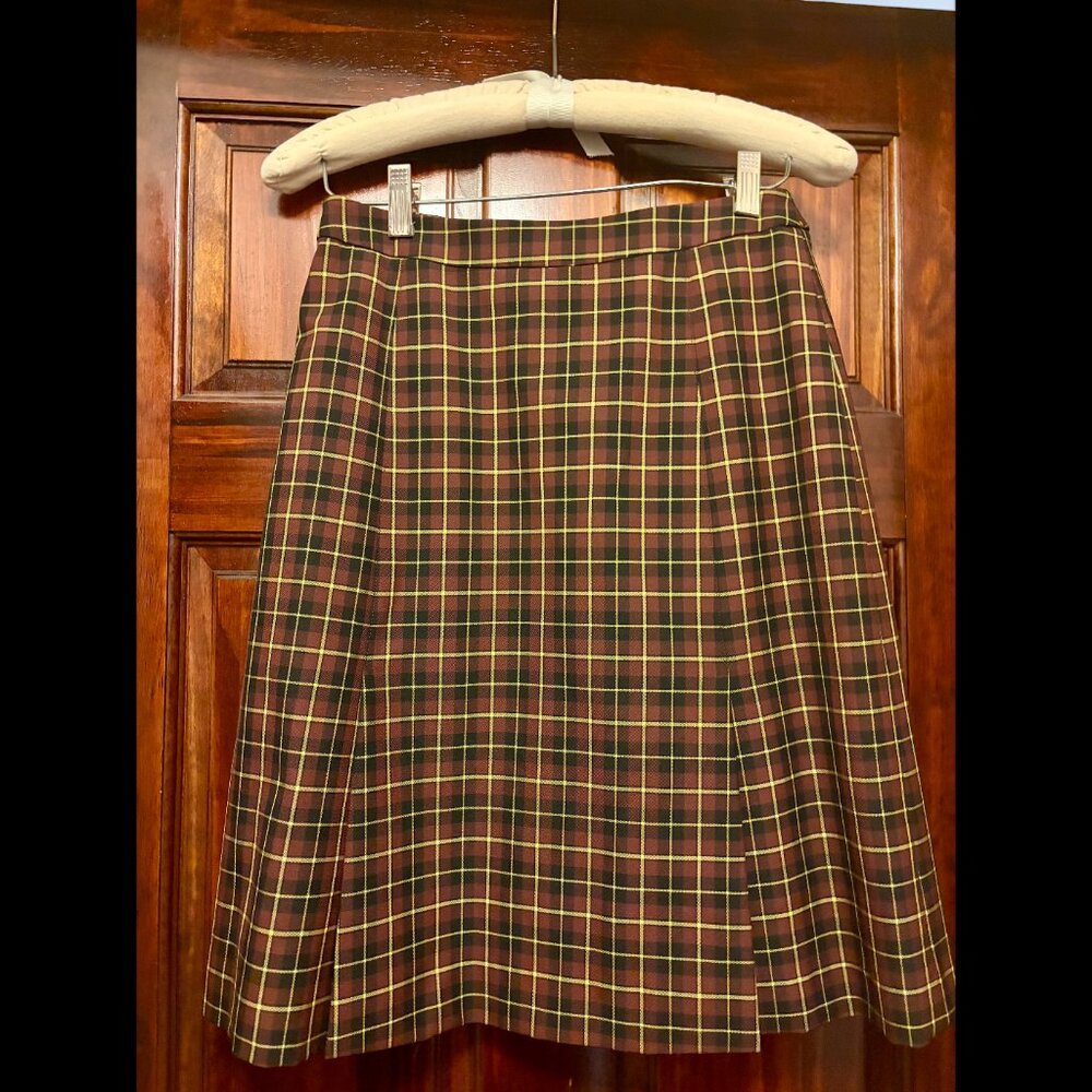 Black, Red, Yellow Vintage Shin Choi Bergdorf Goodman Plaid Skirt (US 4) - Picture 3 of 4